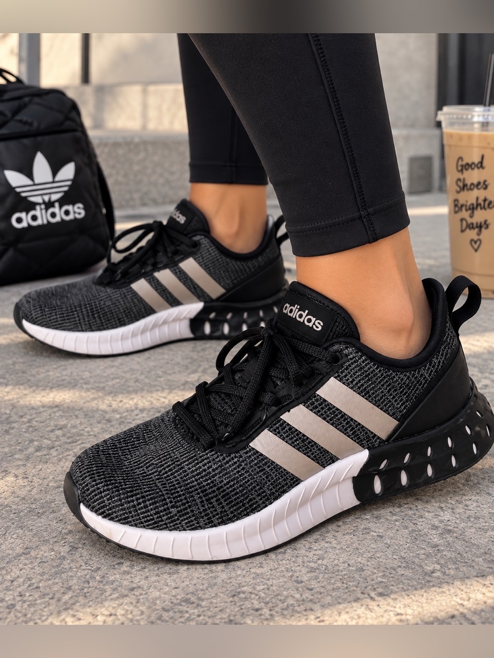 adidas Black and Silver Athletic Running Shoes
